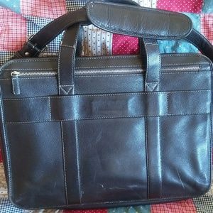 Levenger Leather Briefcase Tartan Plaid Interior